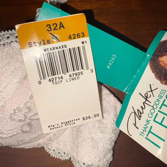 NWT Playtex Pink And White Lace Underwire Bra Size 32A - Picture 3 of 6